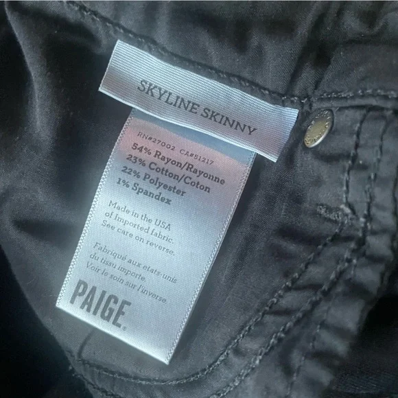 Paige Womens 27 Jeans Skyline Skinny Black Pants Slim Career Work Stretch Denim - Picture 5 of 11